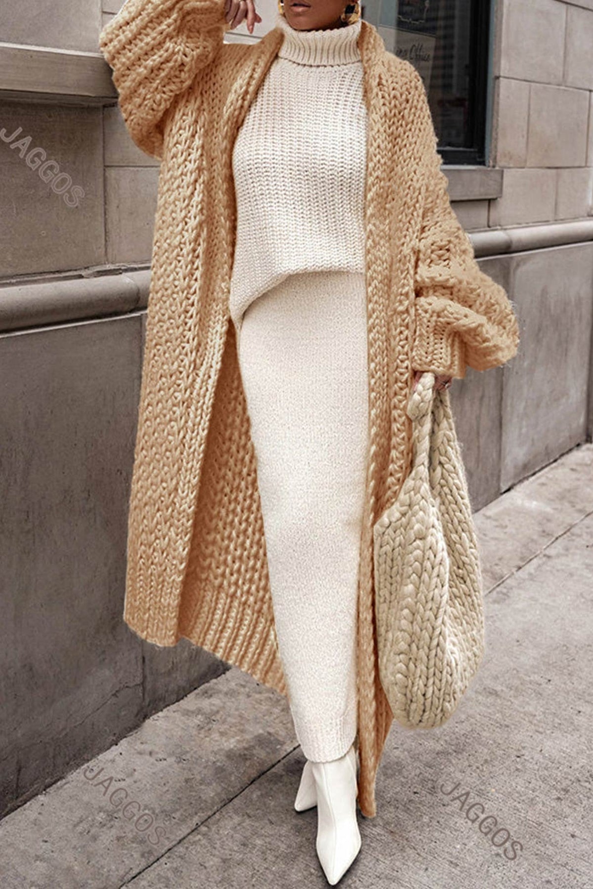 CARDIGAN LONG MAILLE ÉPAISSE GILET POUR FEMME
