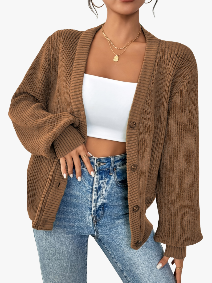 Elise | Gilet Col V Boutonné Femme