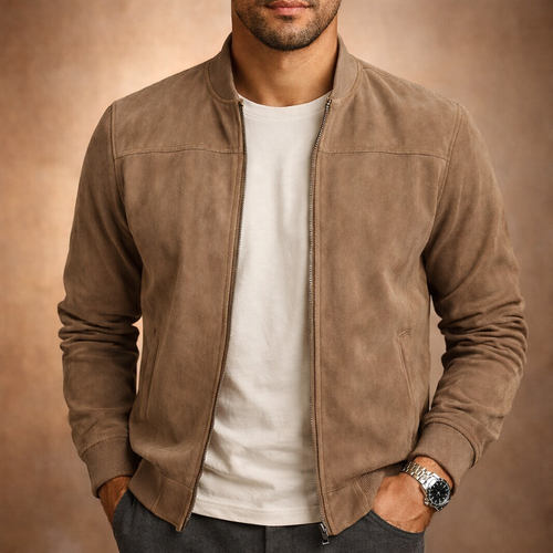 BOMBER ZIPPÉ COL CÔTELÉ POUR HOMME