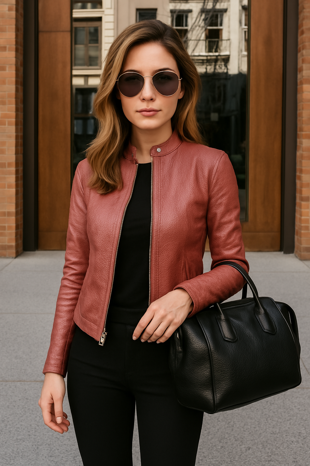 BLOUSON ZIPPÉ VESTES EN CUIR SIMILI POUR FEMME