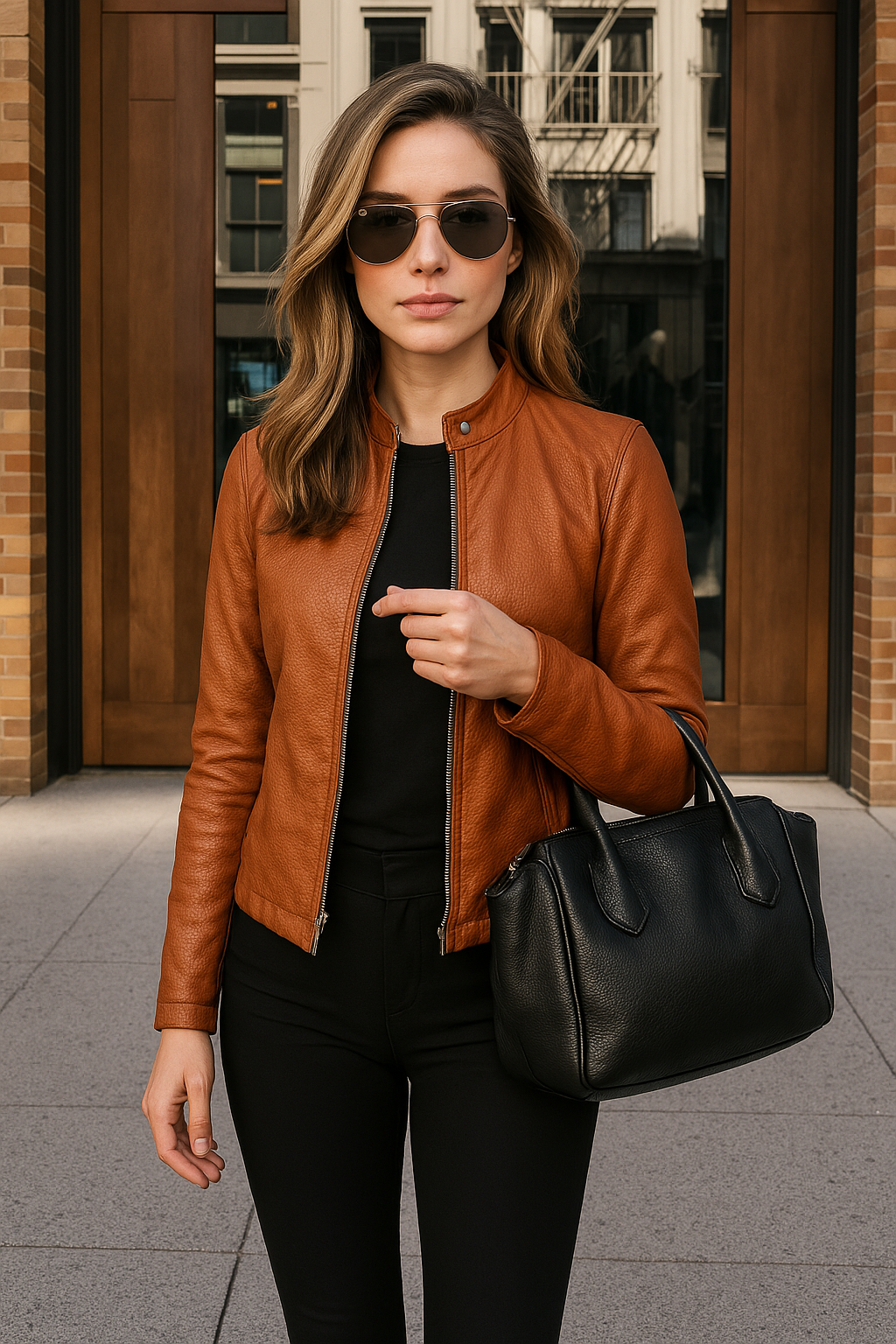 BLOUSON ZIPPÉ VESTES EN CUIR SIMILI POUR FEMME