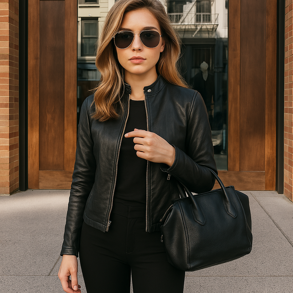 BLOUSON ZIPPÉ VESTES EN CUIR SIMILI POUR FEMME