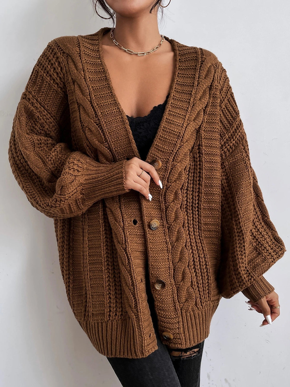GILET POUR FEMME MAILLE TORSADÉE OVERSIZE