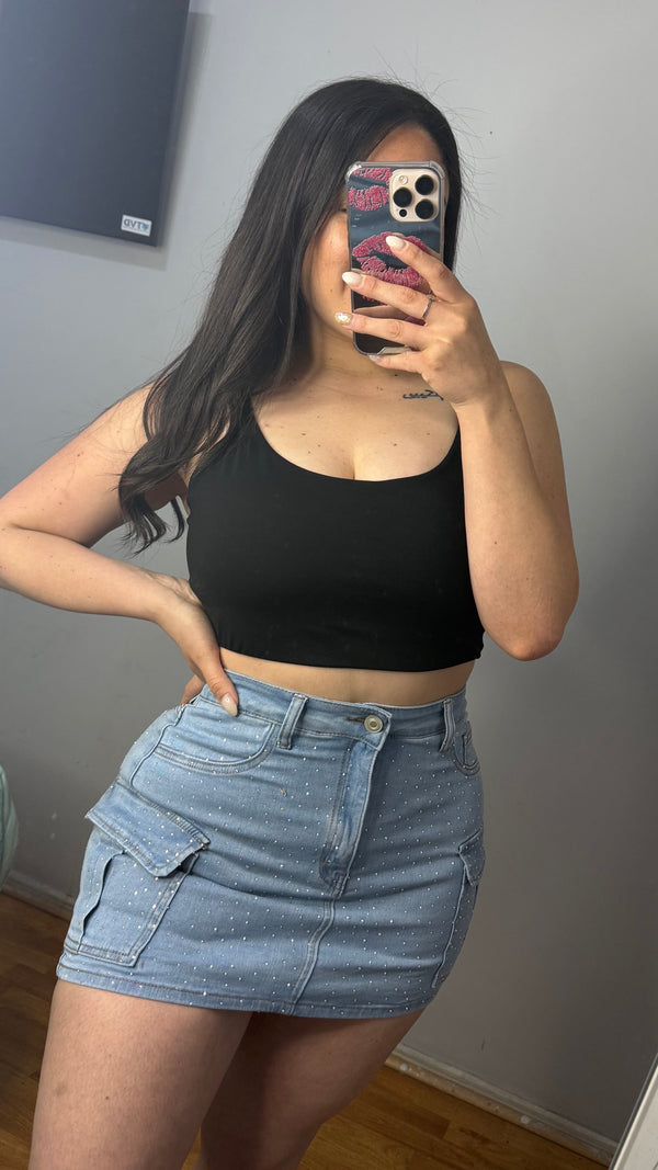 FALDA SHORT CARGO BRILLOS