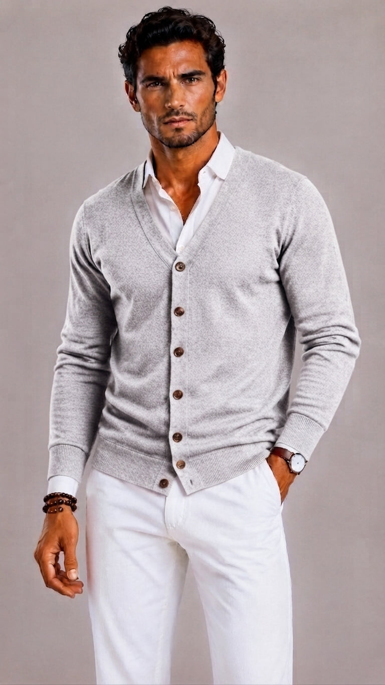 CARDIGAN COL V BOUTONNÉ POUR HOMME
