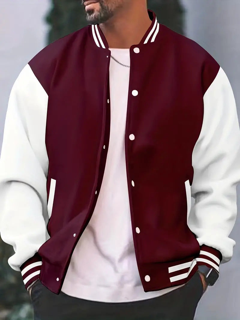 BLOUSON BOMBER ZIPPÉ BOUTONS-PRESSION POUR HOMME