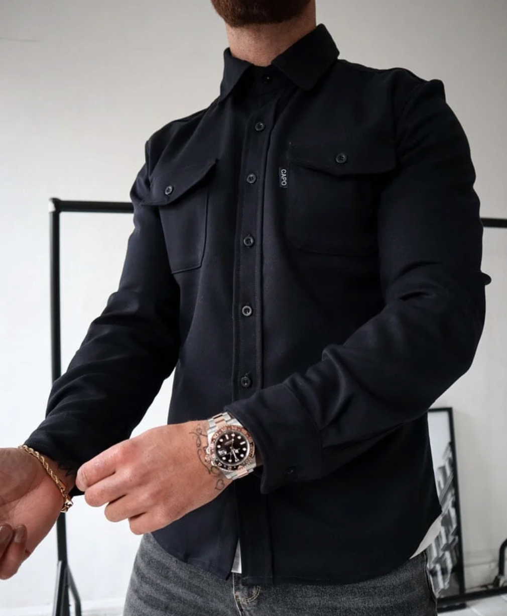 SURCHEMISE BOUTONNÉE COL CHÂLE POUR HOMME