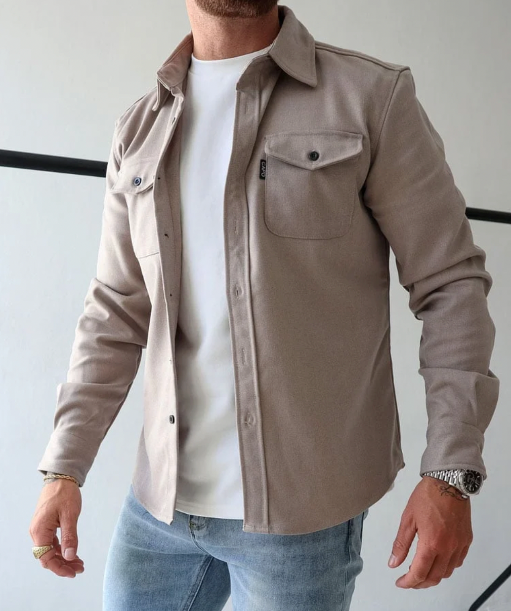 SURCHEMISE BOUTONNÉE COL CHÂLE POUR HOMME