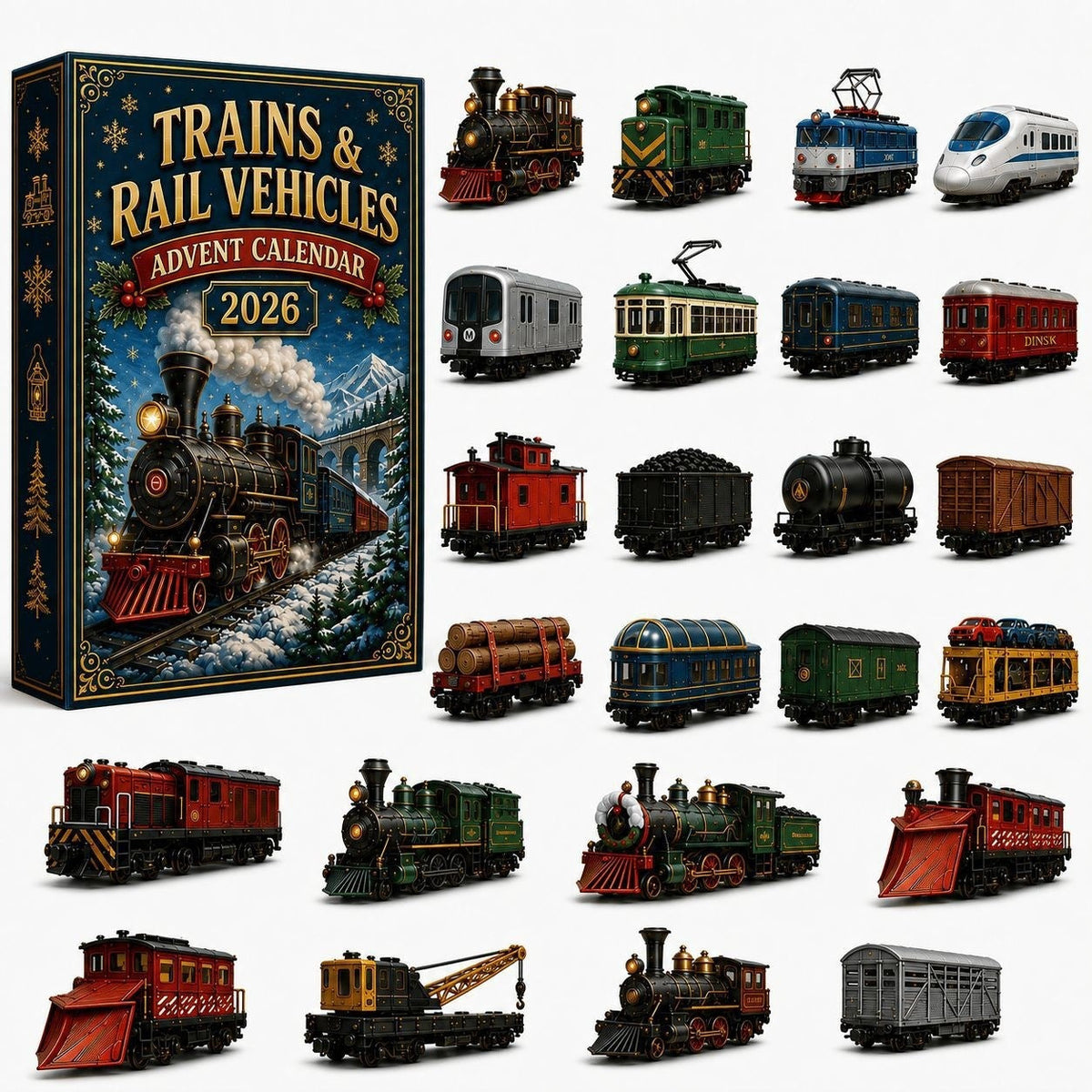 Calendrier Trains Miniatures - Calendriers de l'Avent Cadeaux de Noël
