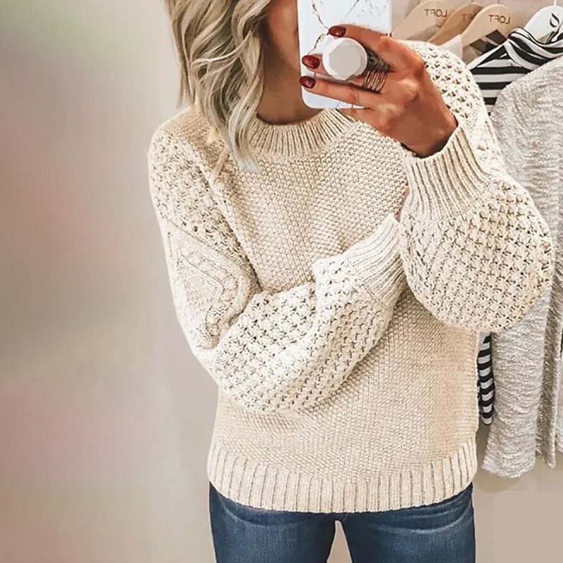 PULL CÔTELÉ MANCHES BOUFFANTES POUR FEMME