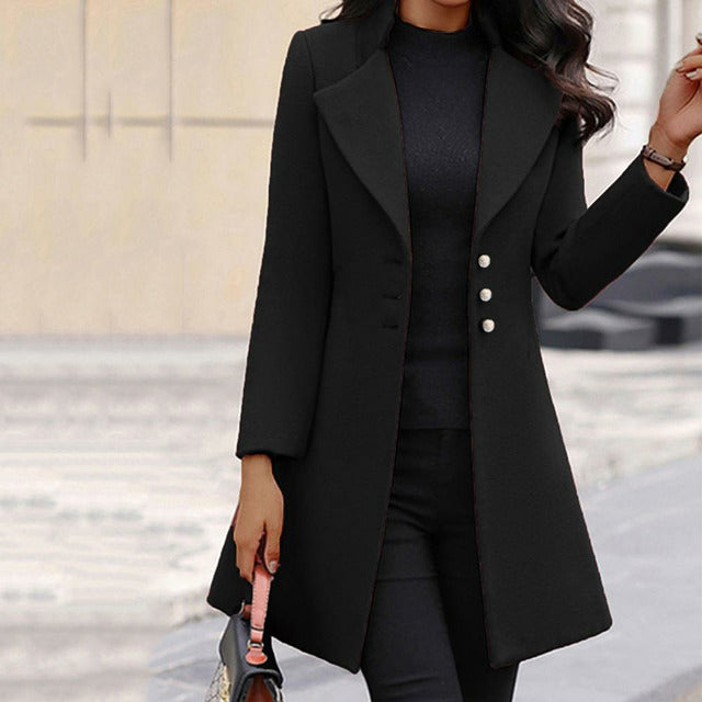 MANTEAU COL RABATTU CHAUD POUR FEMME