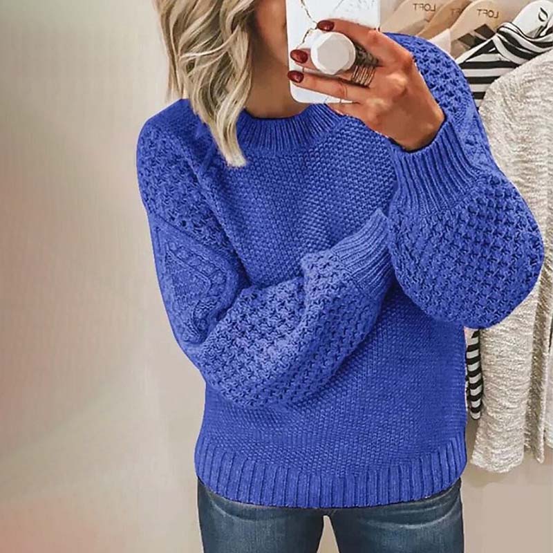 PULL CÔTELÉ MANCHES BOUFFANTES POUR FEMME