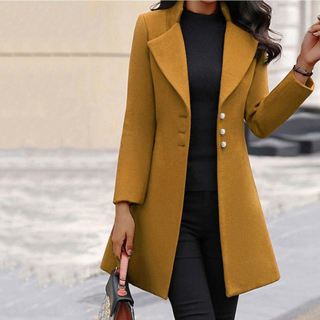 MANTEAU COL RABATTU CHAUD POUR FEMME