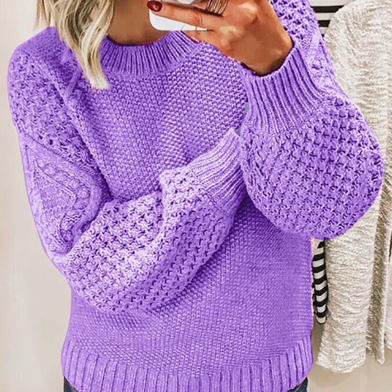 PULL CÔTELÉ MANCHES BOUFFANTES POUR FEMME