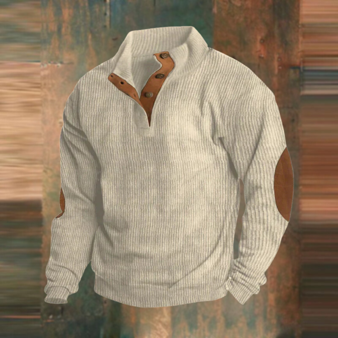 PULL COL BOUTONNÉ CÔTELÉ POUR HOMME