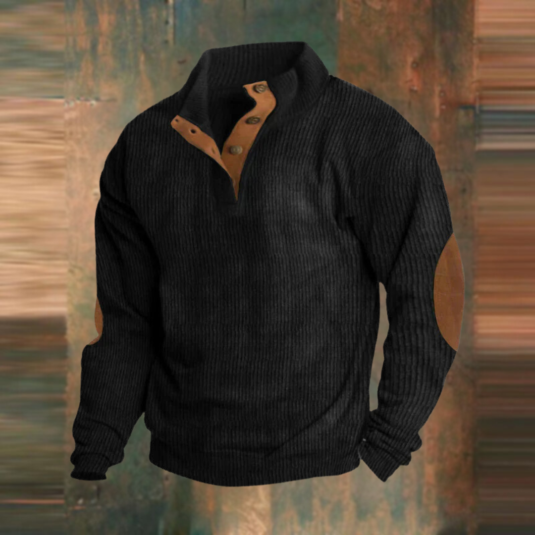 PULL COL BOUTONNÉ CÔTELÉ POUR HOMME