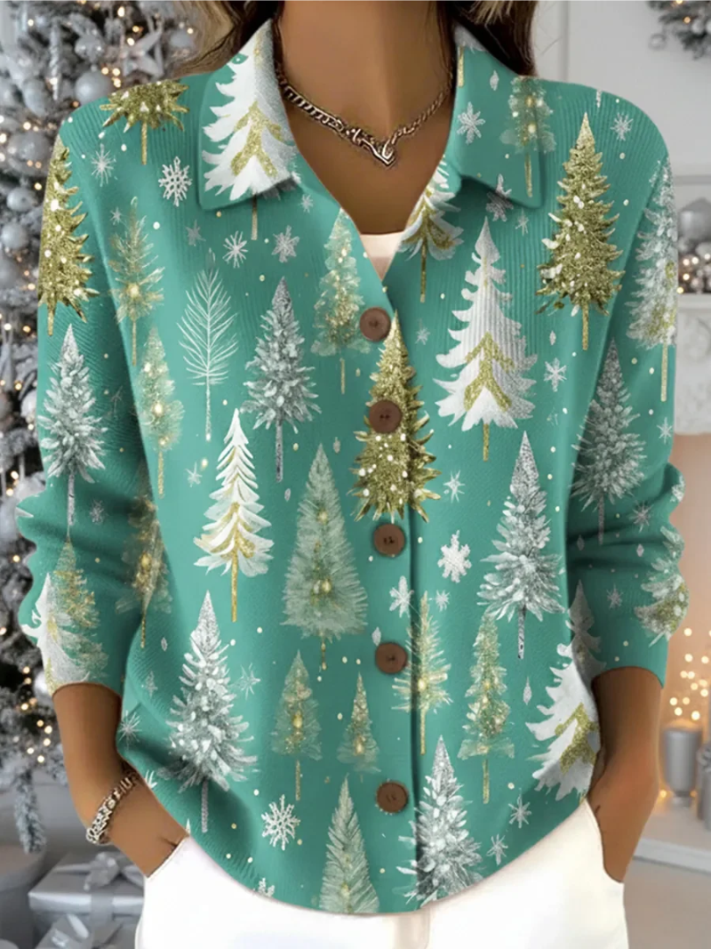 BLOUSE PULL DE NOËL SAPINS POUR FEMME