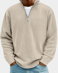 Aksel | Pull Homme Col Montant Zippé Côtelé
