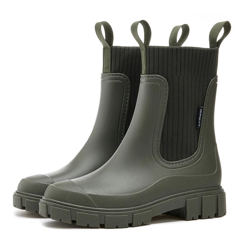 BOTTES CHELSEA SEMELLE CRANTÉE POUR FEMME BOTTES DE PLUIE FEMME