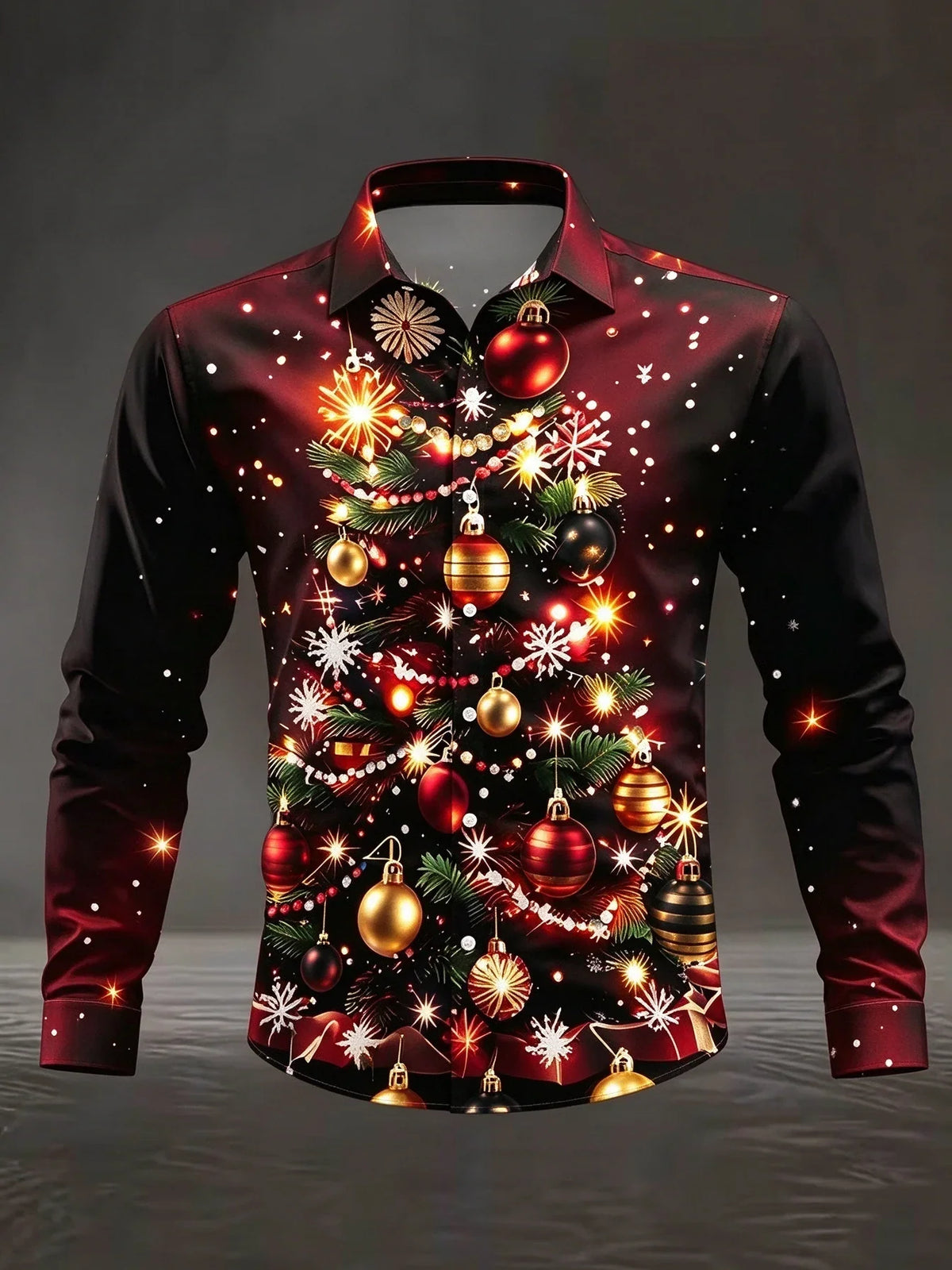 CHEMISIERS DE NOËL FLOCONS SATIN POUR HOMME