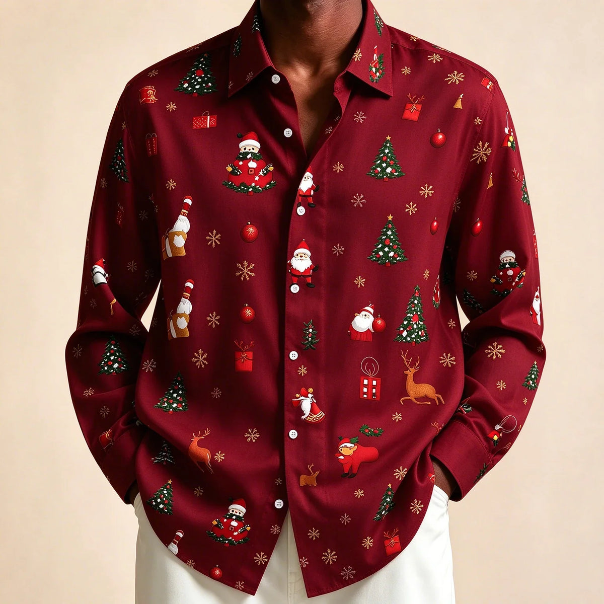 Chemisiers de Noël pour Homme Imprimé Père Noël