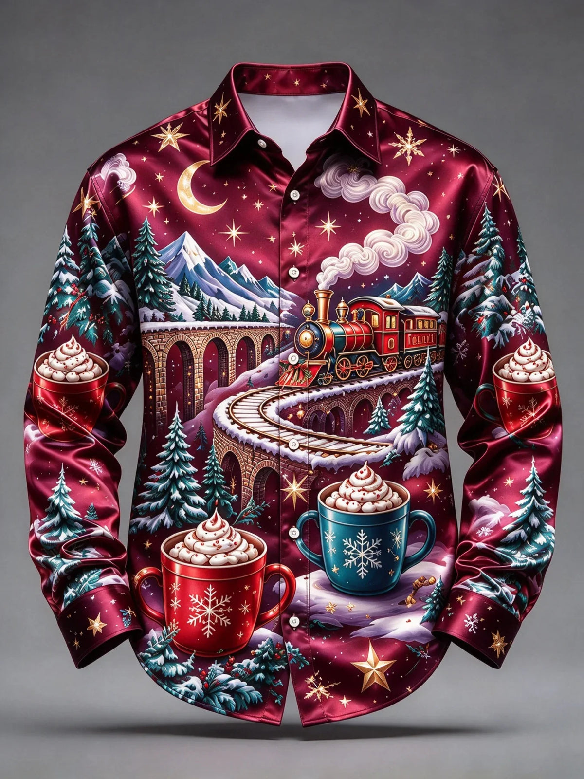 Chemisiers de Noël - Chemise Imprimé Train de Noël Pour Homme