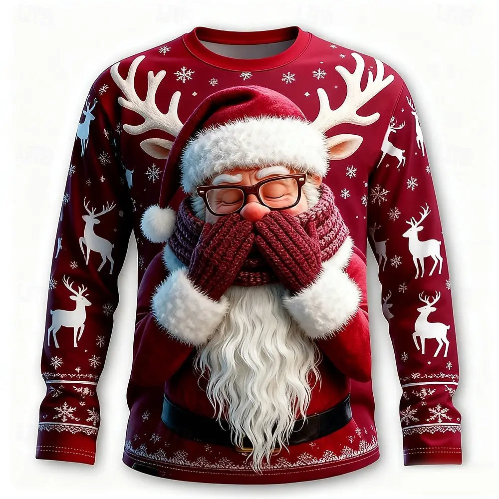 Chemisiers de Noël - Pull Imprimé Père Noël Pour Homme