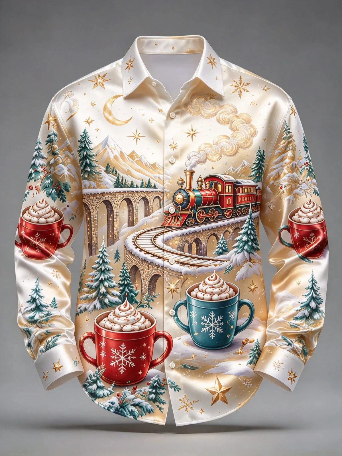 Chemisiers de Noël - Chemise Imprimé Train de Noël Pour Homme