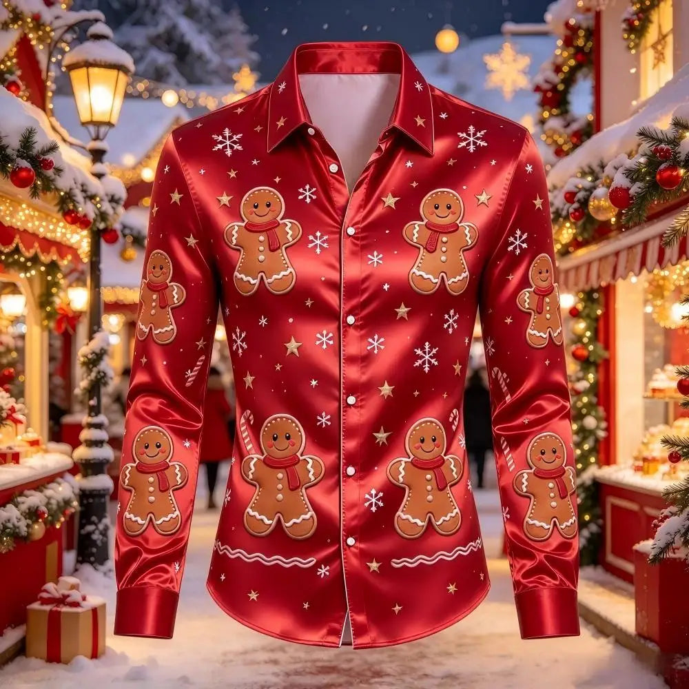 Chemisiers de Noël Homme Imprimé Pain d'Épice