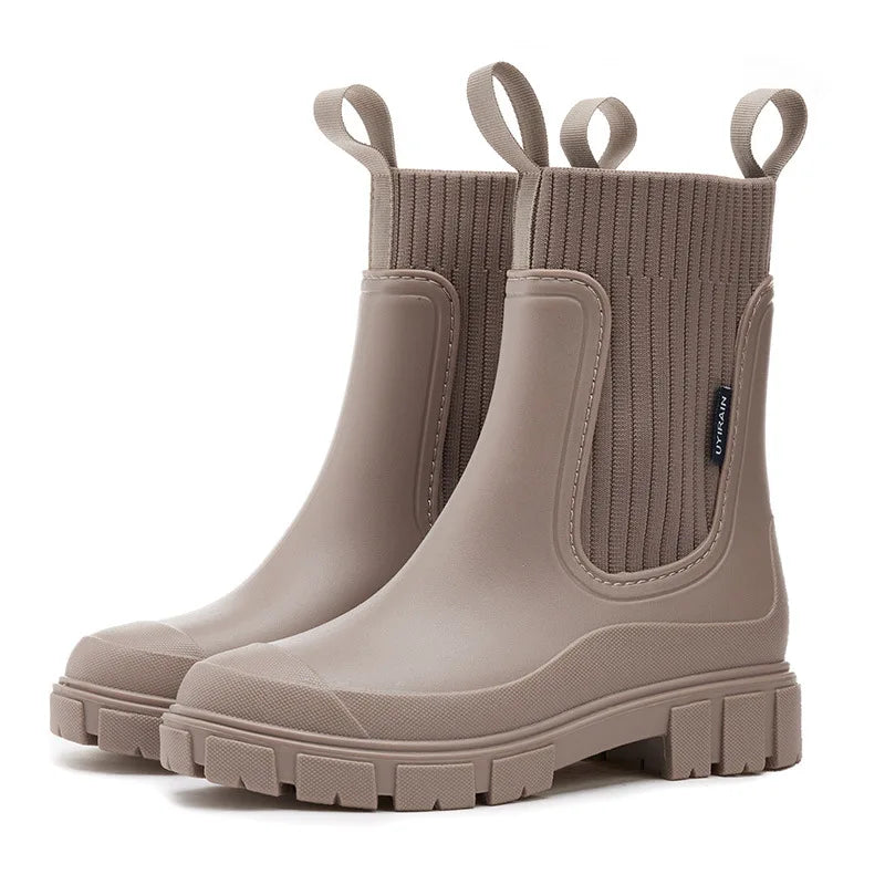 BOTTES CHELSEA SEMELLE CRANTÉE POUR FEMME BOTTES DE PLUIE FEMME