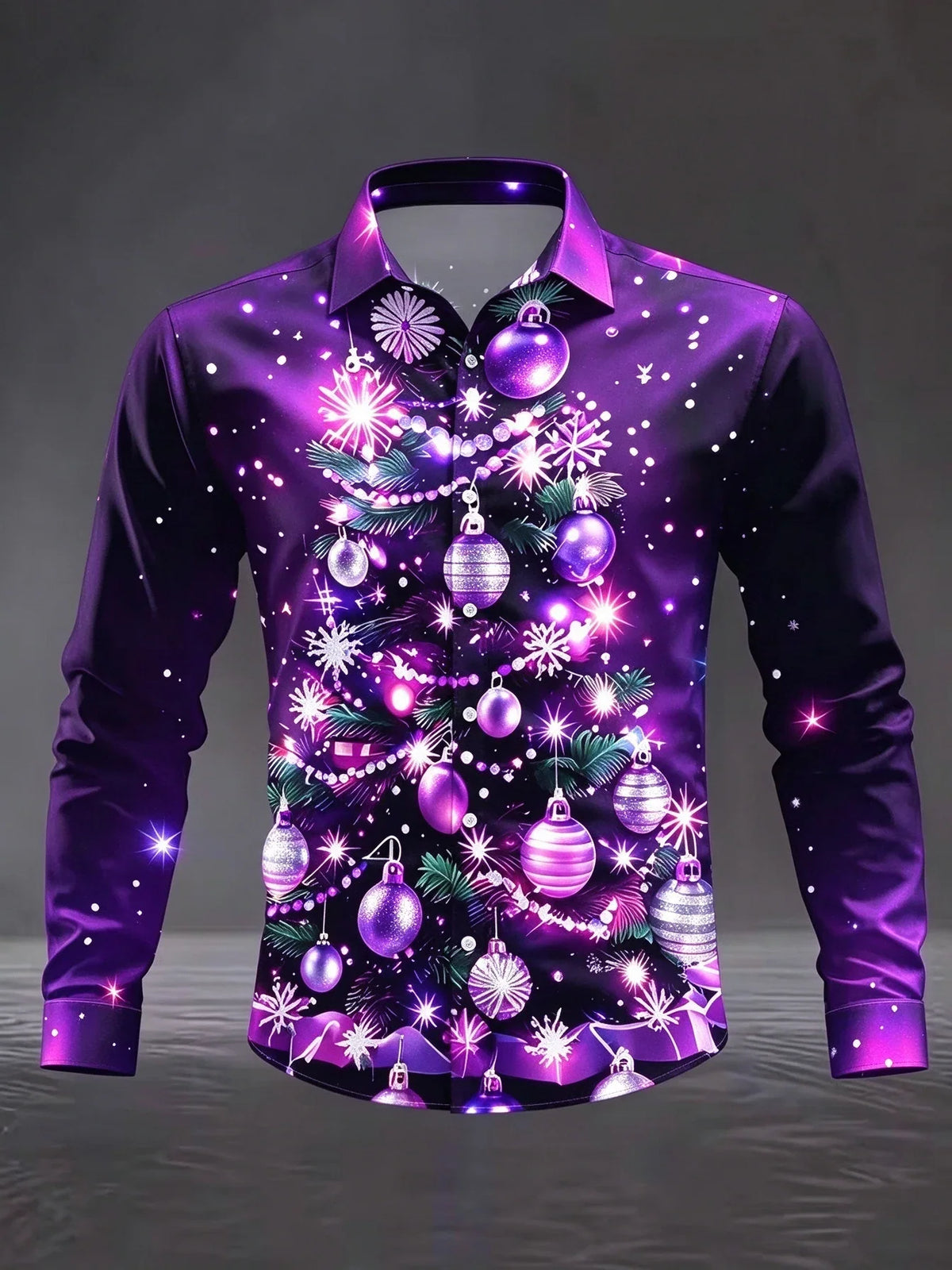 CHEMISIERS DE NOËL FLOCONS SATIN POUR HOMME
