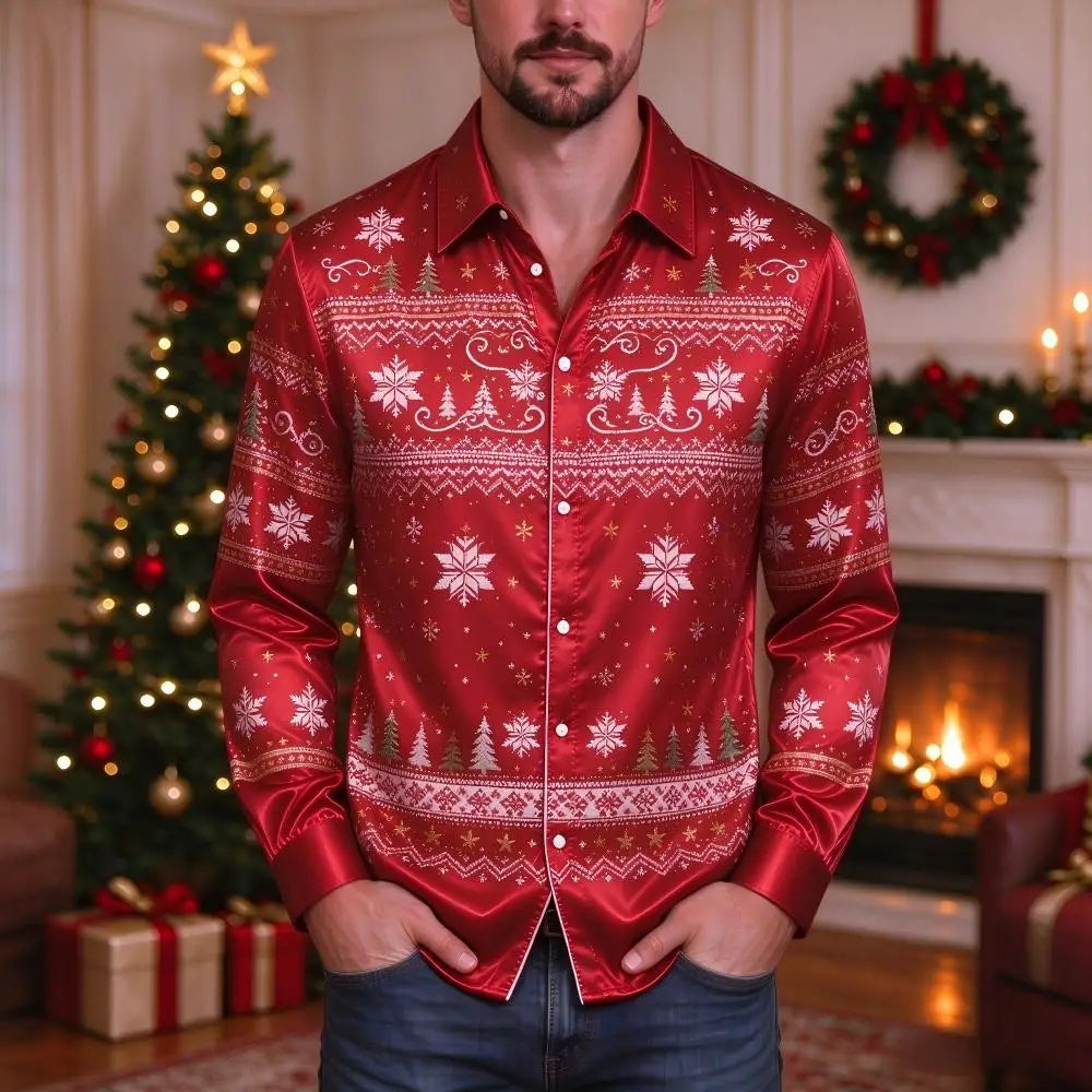 CHEMISIERS DE NOËL POUR HOMME - CHEMISE IMPRIMÉ FESTIF