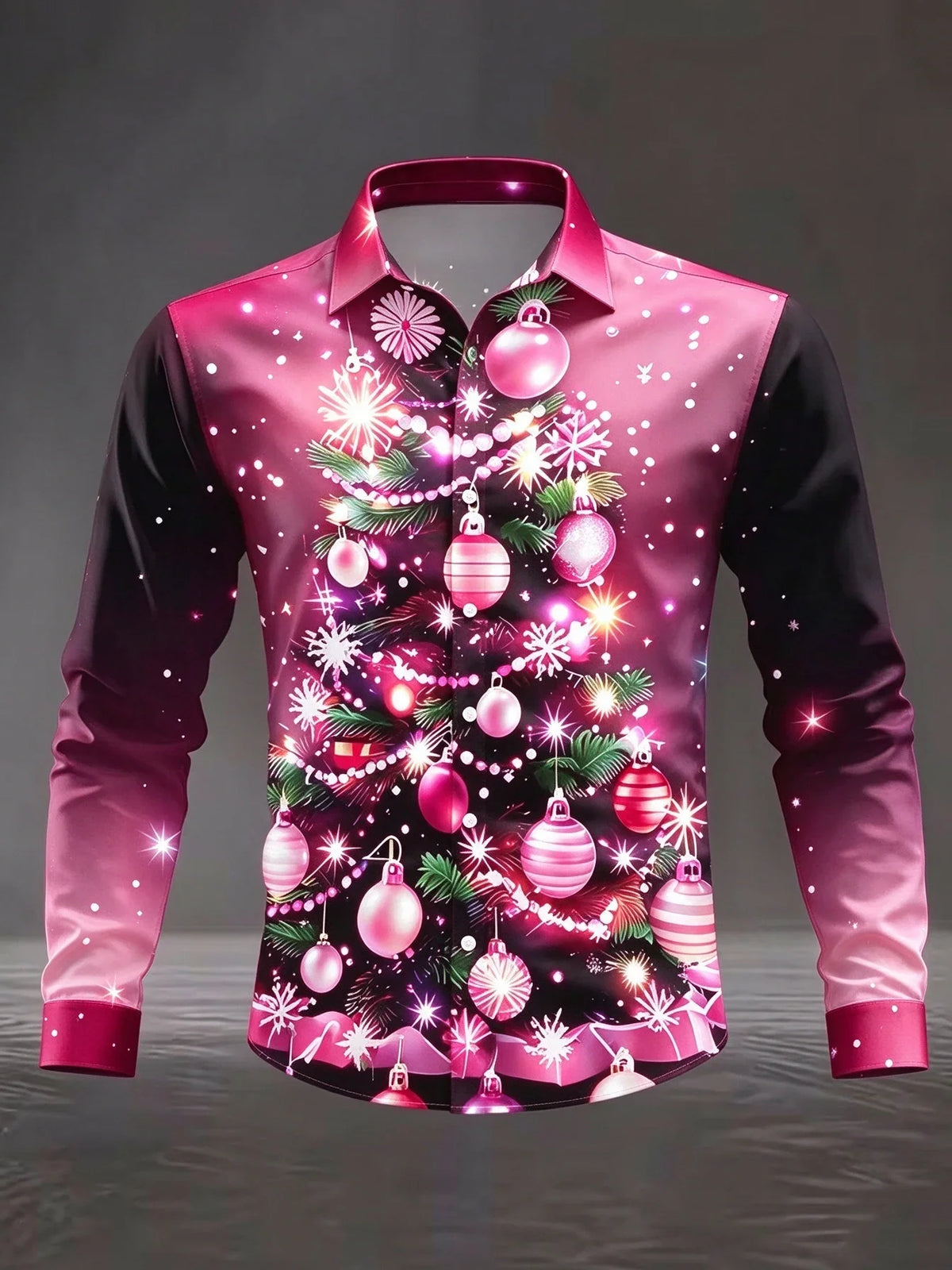 CHEMISIERS DE NOËL FLOCONS SATIN POUR HOMME