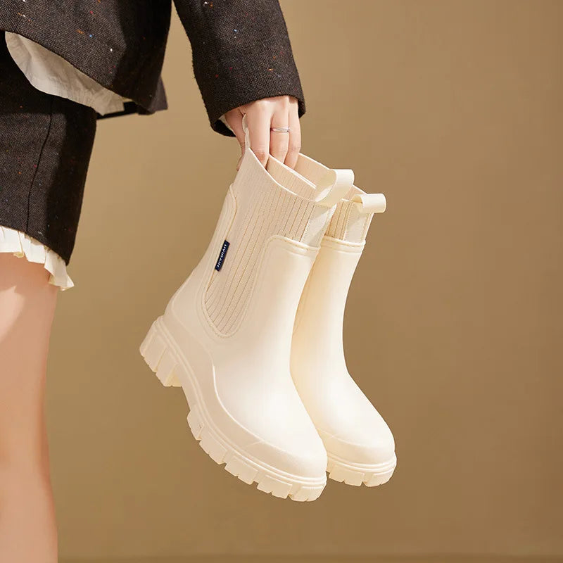 BOTTES CHELSEA SEMELLE CRANTÉE POUR FEMME BOTTES DE PLUIE FEMME
