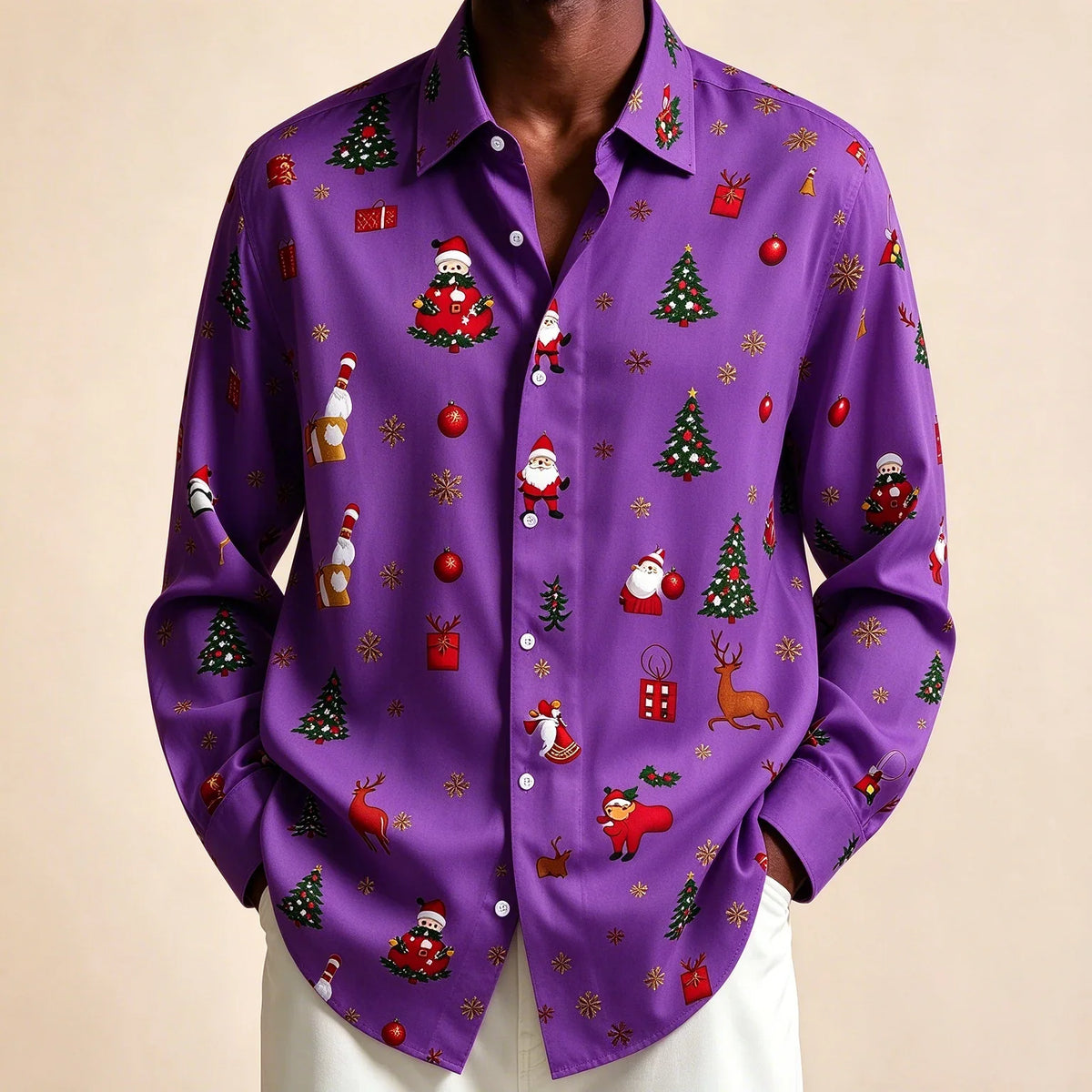Chemisiers de Noël pour Homme Imprimé Père Noël
