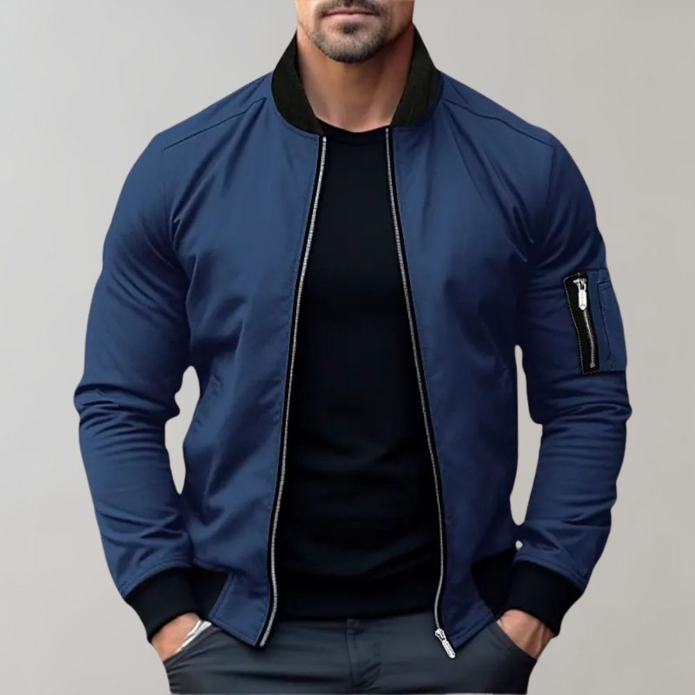BLOUSON BOMBER ZIPPÉ CÔTELÉ POUR HOMME