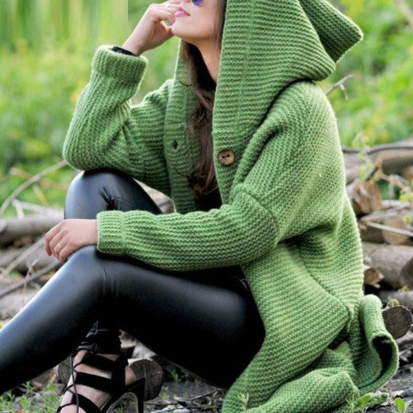 GILET POUR FEMME LONG CAPUCHE MAILLE
