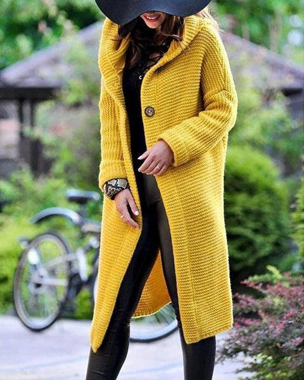 GILET POUR FEMME LONG CAPUCHE MAILLE