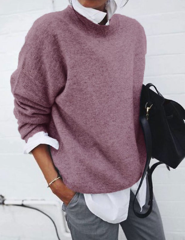 PULL COL ROND MAILLE TEXTURÉE POUR FEMME