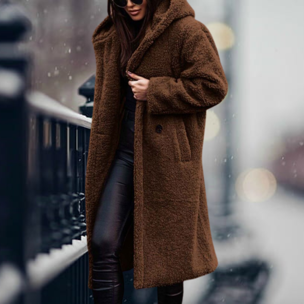 Alma | Veste Oversize Effet Sherpa à Capuche Femme