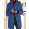 Margaux | Manteau Long Boutonné Col Rond Femme