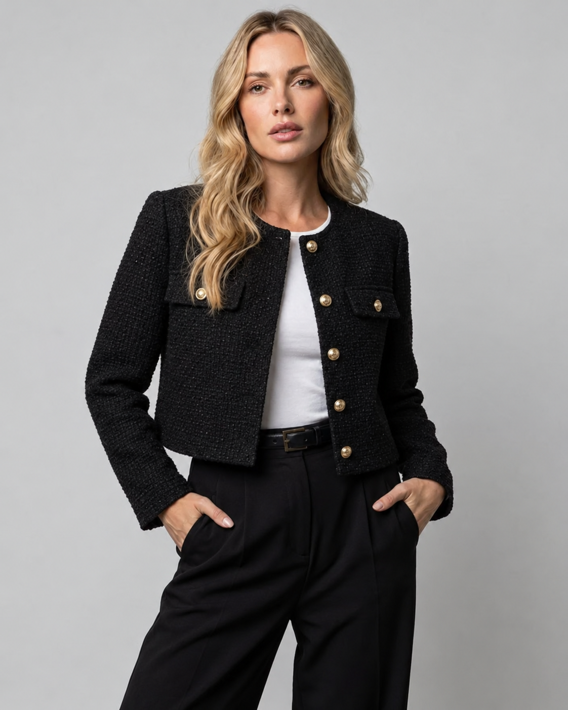 BLAZER COURT BOUTONS DORÉS POUR FEMME