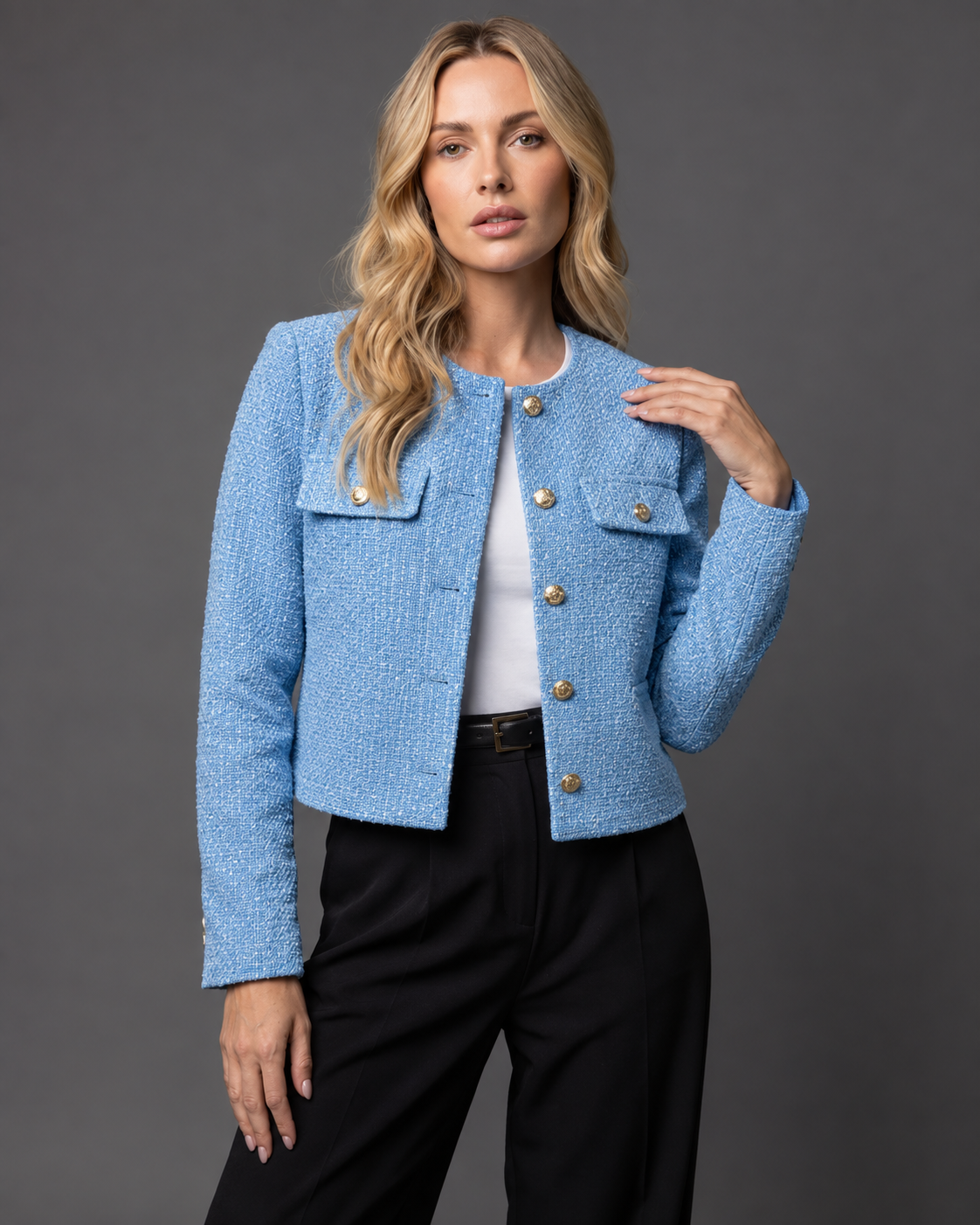 BLAZER COURT BOUTONS DORÉS POUR FEMME