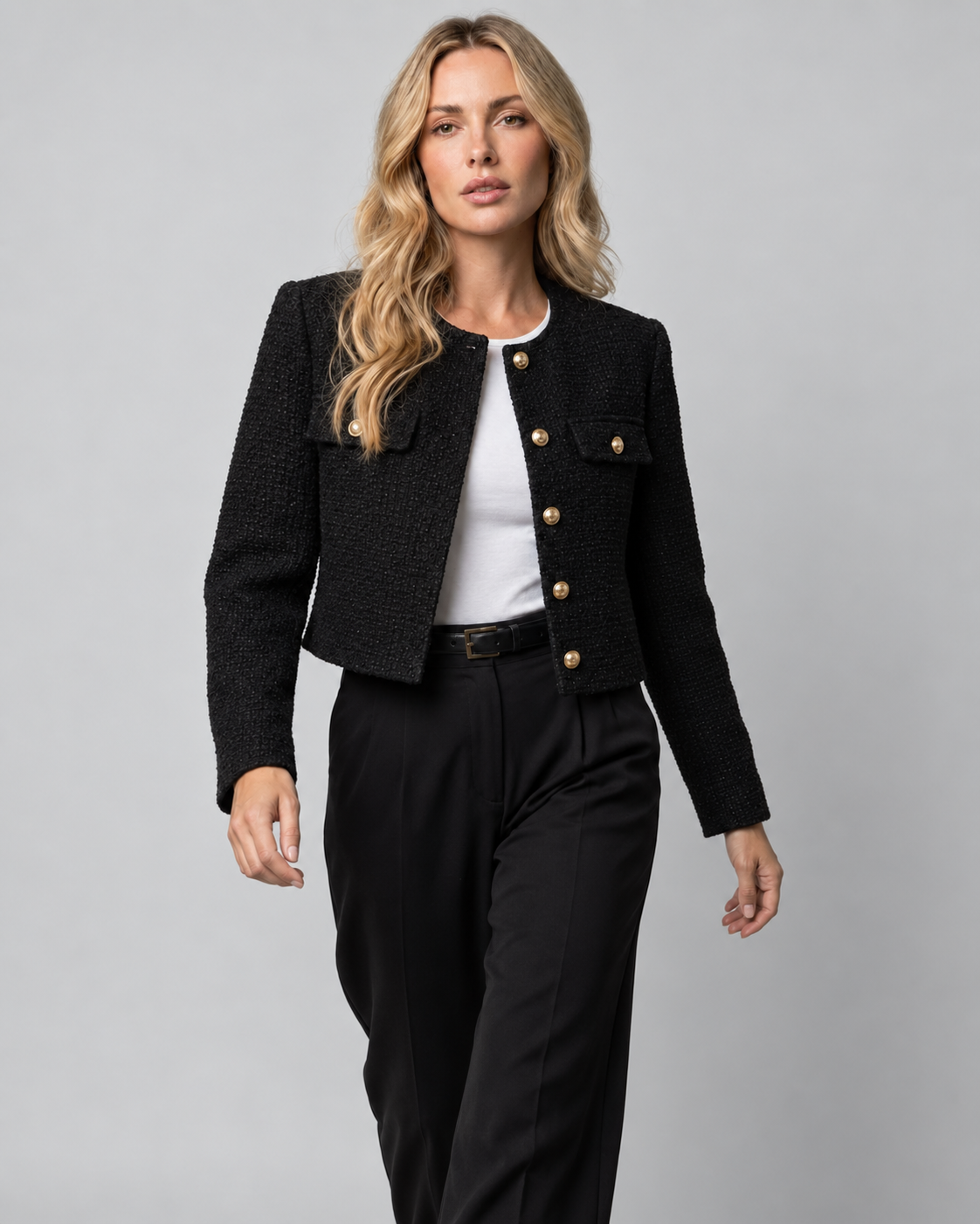 BLAZER COURT BOUTONS DORÉS POUR FEMME