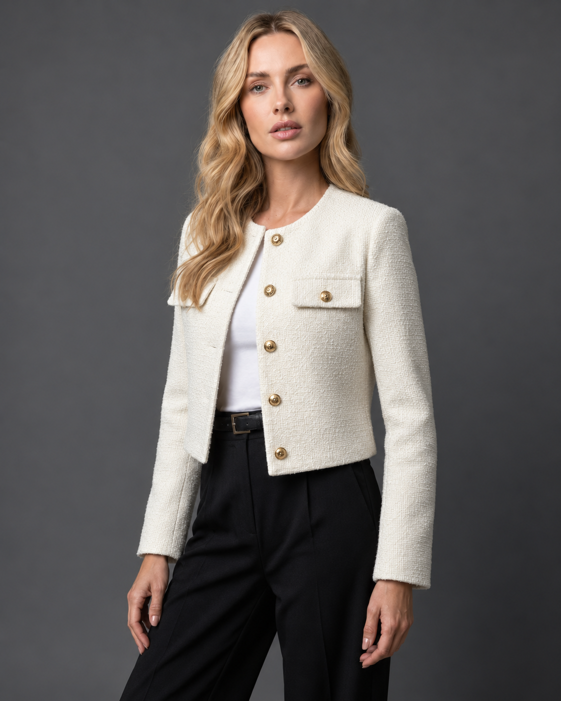 BLAZER COURT BOUTONS DORÉS POUR FEMME