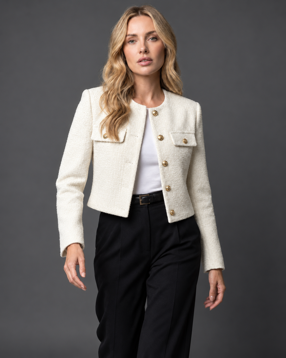 BLAZER COURT BOUTONS DORÉS POUR FEMME