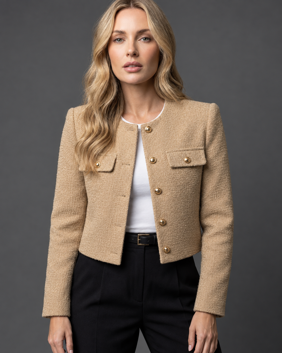 BLAZER COURT BOUTONS DORÉS POUR FEMME
