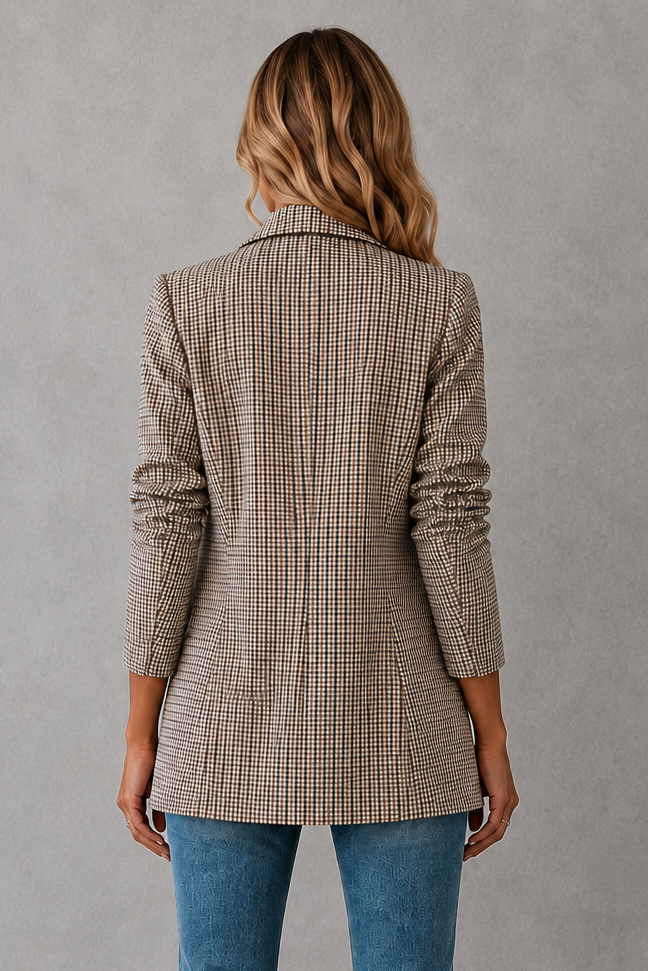 BLAZER CARREAUX DOUBLE BOUTONNAGE POUR FEMME