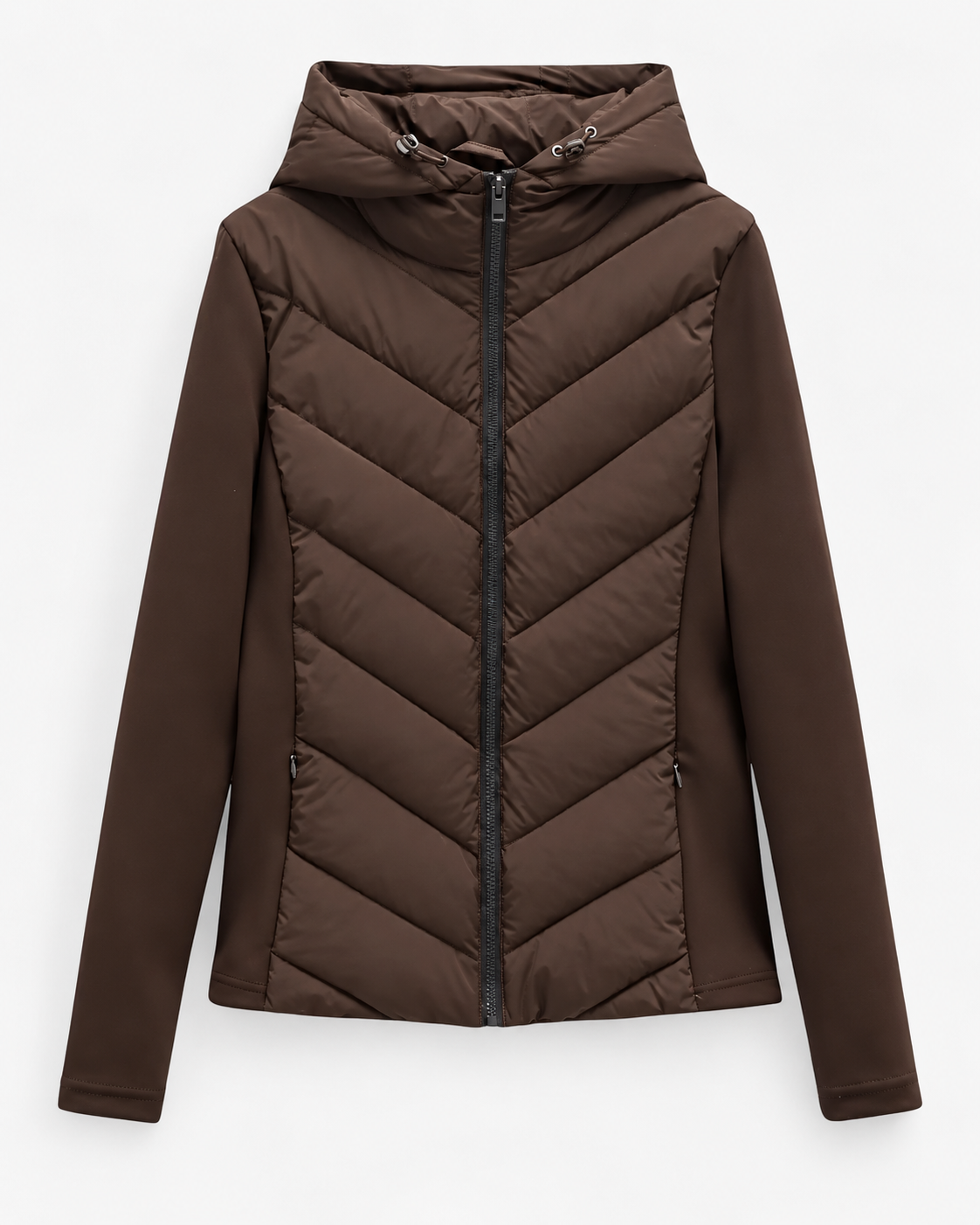 VESTE MATELASSÉE CAPUCHE CHEVRON POUR FEMME