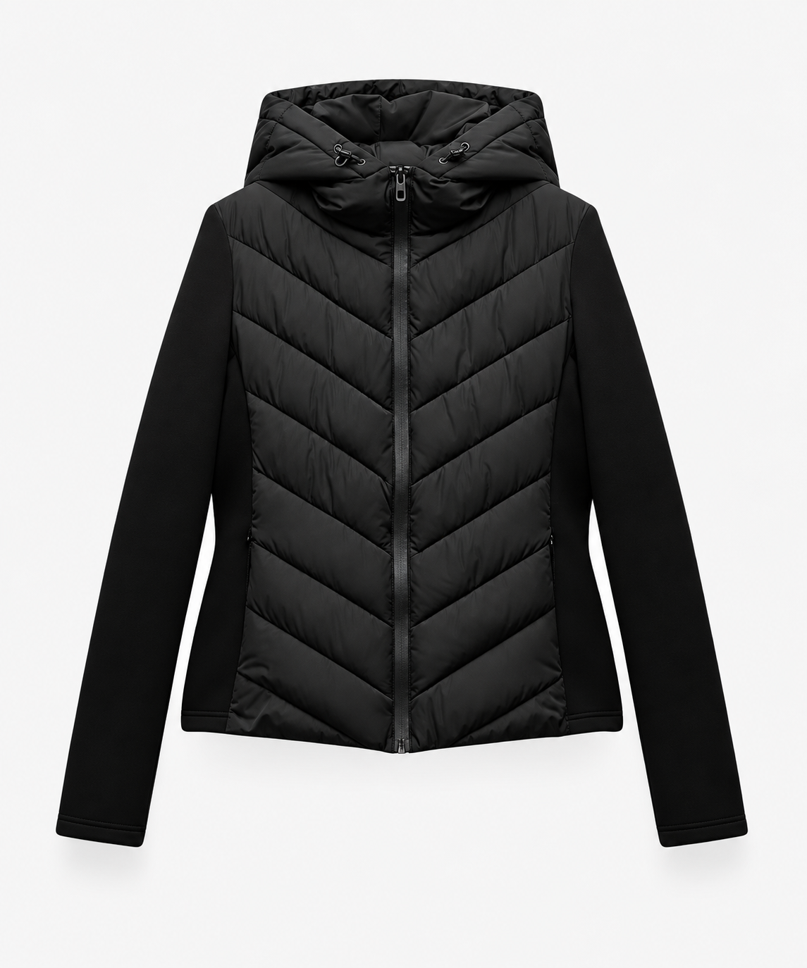 VESTE MATELASSÉE CAPUCHE CHEVRON POUR FEMME